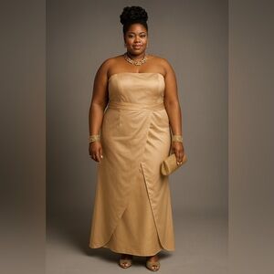 David’s Bridal sz 20 long gold formal dress